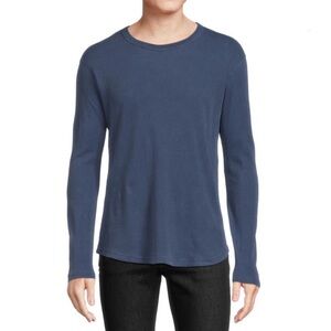 GOODLIFE Mens Sun-faded Thermal Long Sleeve Scallop Crew T-shirt, Size  XXL BLUE
